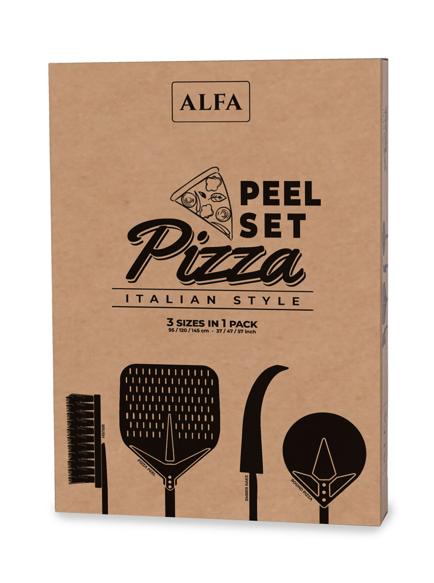 Alfa 36 Red Medium Peel, Turner, Brush & Rake Pizza Set